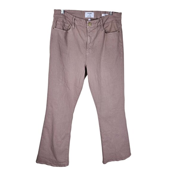 Frame X Aerin Collab Le Crop Mini Boot Jeans 32 Dusty Rose Denim Casual Stretch - Picture 1 of 9